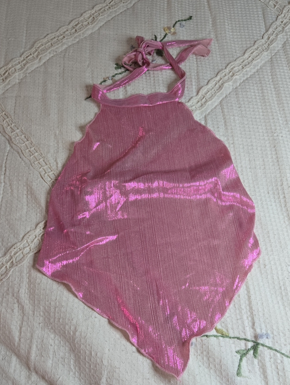 Metallic Pink Halter Scarf Top